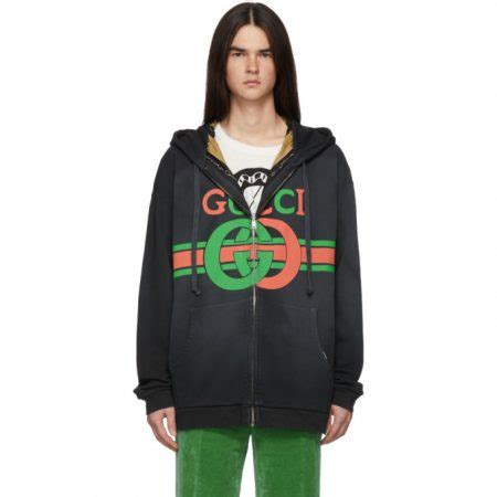 gucci zip up hoodie black|gucci hoodie reflective.